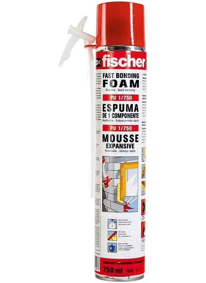 Fischer Fischer 2pcs Fast Bonding PU Foam 750ml (98011) â€“ Expanding Insulation Foam, Up to 41L Coverage | Ideal for Filling, Sealing & Insulating Windows, Gaps & Joints  - Image 4