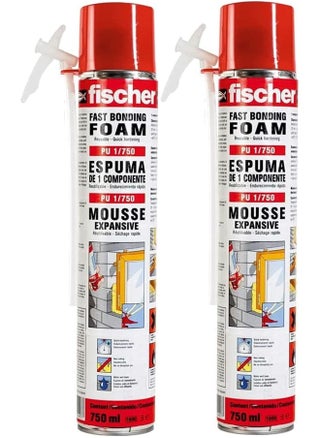 Fischer 2Pcs Fast Bonding Pu Foam 750Ml (98011)  Expanding Insulation Foam, Up To 41L Coverage | Ideal For Filling, Sealing And Insulating Windows, Gaps And Joints - pzsku/Z08D496AF681052335604Z/45/1749110499/6c6b0a90-2ead-414c-afae-a3f1c936bb4e