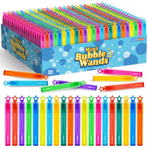 AuroTops 500 PCS Mini Bubble WandsBubble Party Favors Assortment Toys for KidsThemed Birthday Halloween Goodie Bags Carnival Prizes Wedding Bubble Maker Toys for KidsOutdoor Gifts for Girls Boys - Image 1
