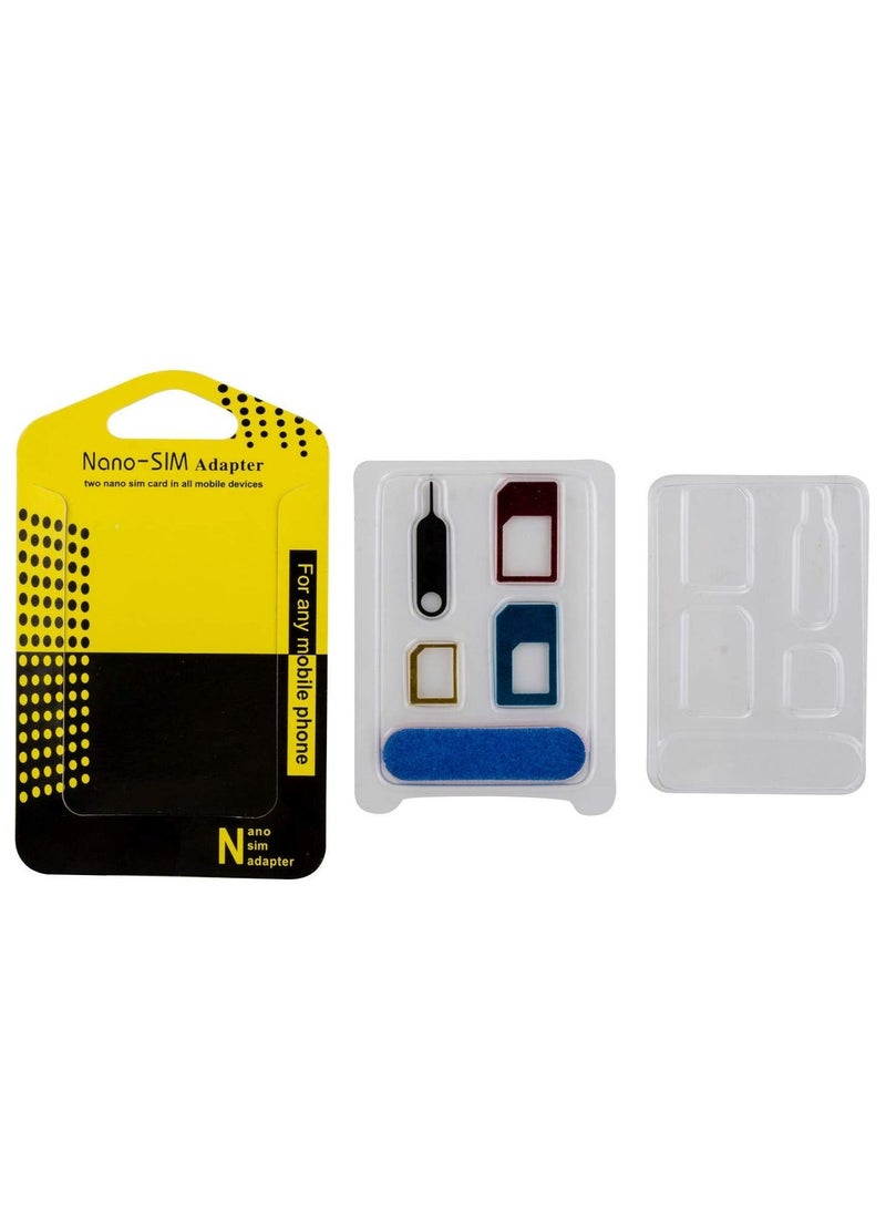 5 in 1 SIM Card Adapter Kit Nano Micro Standard Converter to with Sim Eject Pin Needle