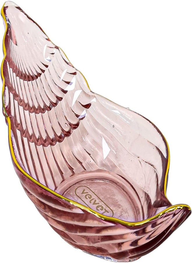 AKDC Snack Plate, Sauce Dish Ocean Starfish Shell Fish Shape Crystal Clear Glass Appetizer Plates Snack Fruit Sushi Dessert, Golden Edges (11X19Cm) (Pink) - Image 2