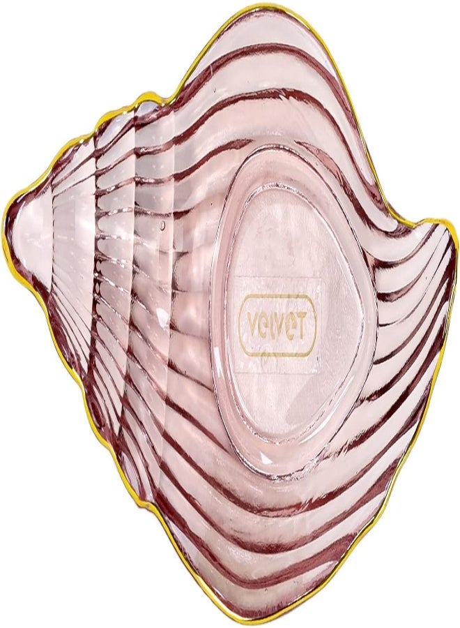 AKDC Snack Plate, Sauce Dish Ocean Starfish Shell Fish Shape Crystal Clear Glass Appetizer Plates Snack Fruit Sushi Dessert, Golden Edges (11X19Cm) (Pink) - Image 3