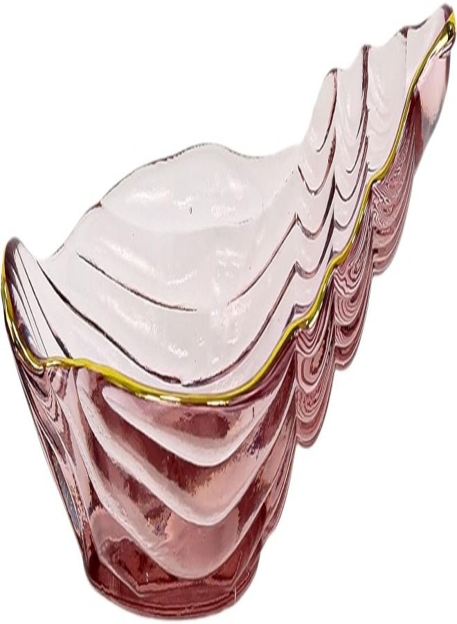 AKDC Snack Plate, Sauce Dish Ocean Starfish Shell Fish Shape Crystal Clear Glass Appetizer Plates Snack Fruit Sushi Dessert, Golden Edges (11X19Cm) (Pink) - Image 4