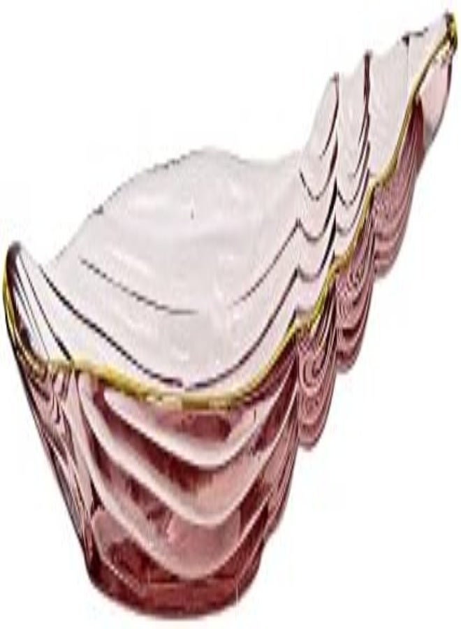AKDC Snack Plate, Sauce Dish Ocean Starfish Shell Fish Shape Crystal Clear Glass Appetizer Plates Snack Fruit Sushi Dessert, Golden Edges (11X19Cm) (Pink) - Image 5