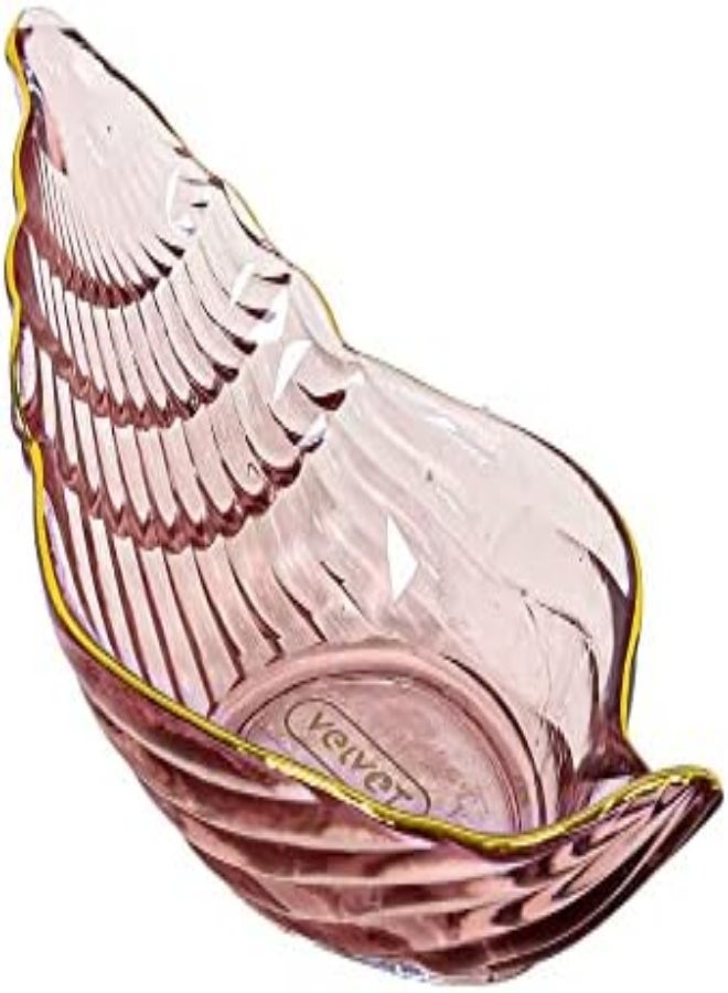 AKDC Snack Plate, Sauce Dish Ocean Starfish Shell Fish Shape Crystal Clear Glass Appetizer Plates Snack Fruit Sushi Dessert, Golden Edges (11X19Cm) (Pink) - Image 1