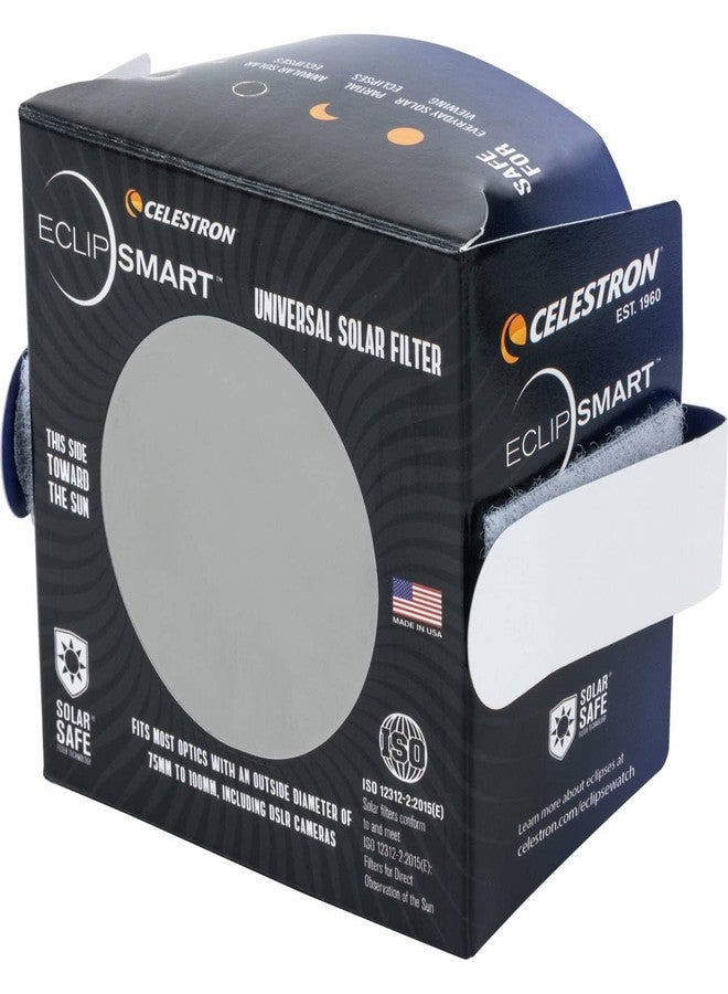 سلسترون فلتر كسوف الشمس الآمن EclipSmart من سيليسترون - يفي بمعايير ISO 12312-2:2015(E) - يعمل مع التلسكوب أو المنظار الأرضي أو كاميرا DSLR - شاهد والتقط صورًا للكسوف أو البقع الشمسية بأمان - Image 1