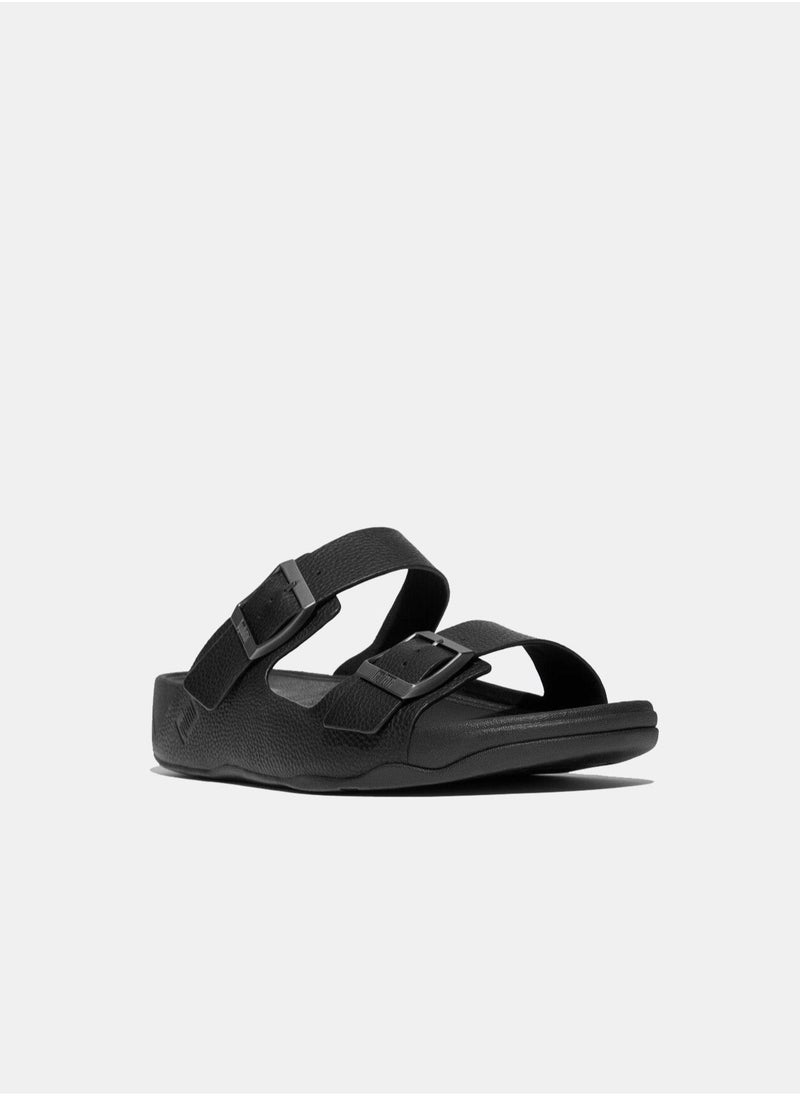 FitFlop - Gogh Moc Mens Buckle Tumbled Slides - Black - Image 1