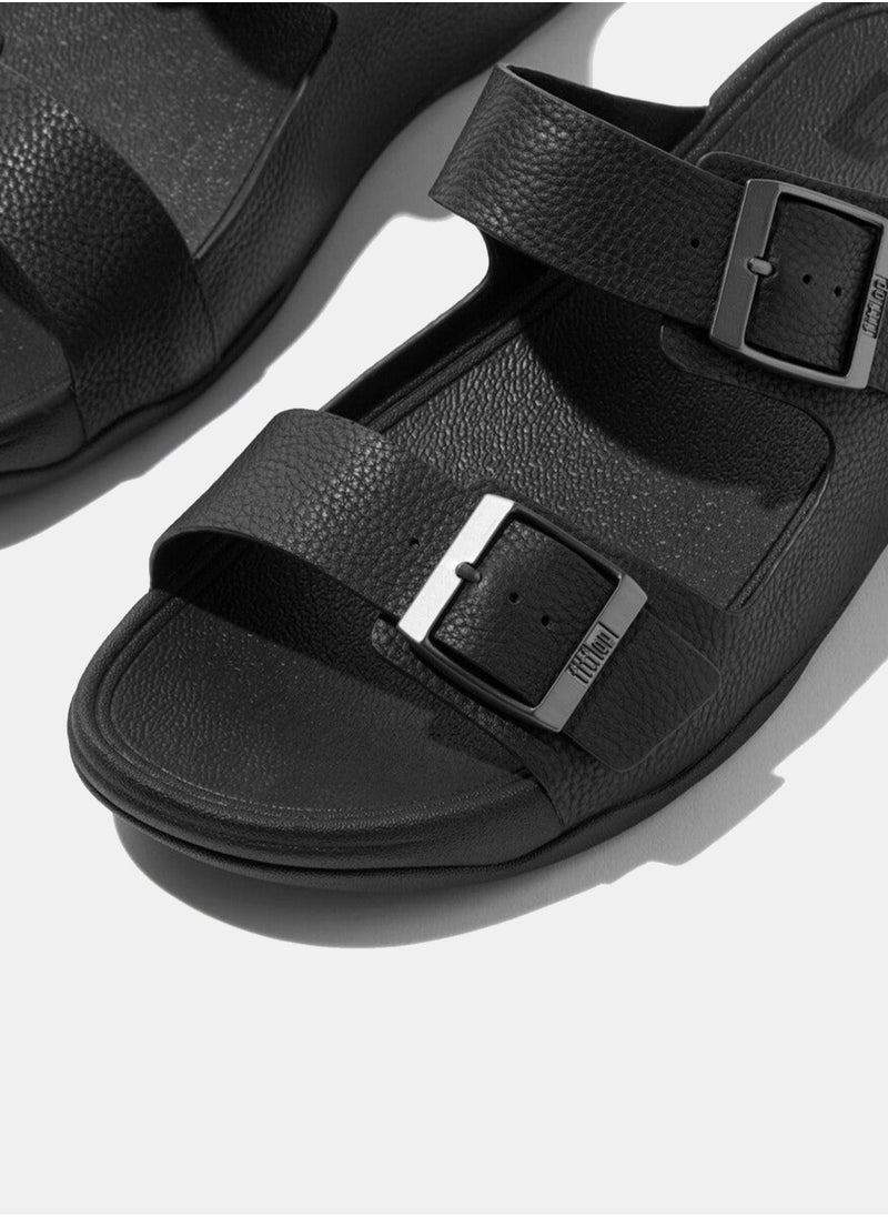 FitFlop - Gogh Moc Mens Buckle Tumbled Slides - Black - Image 1