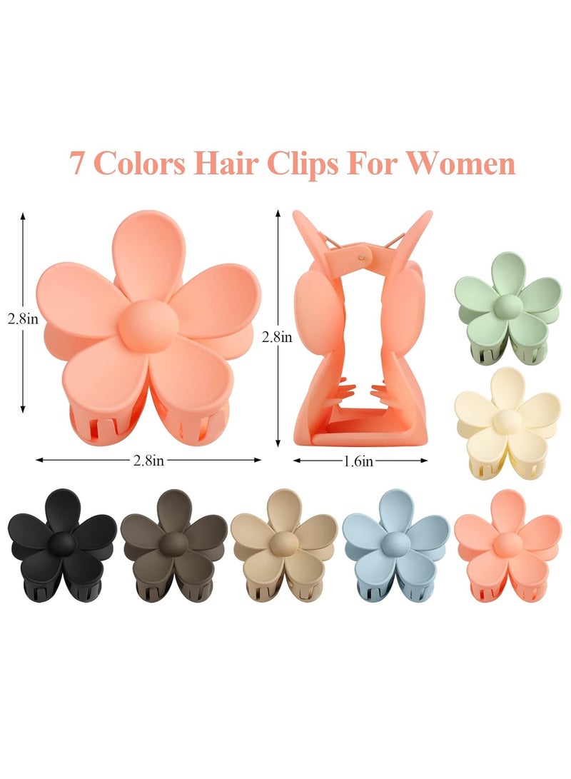 Goolsky Flower Claw Clip 7 PCS Claw Clips, Hair Clips For Women Non Slip, Claw Clips for Thick Hair Women Girls Gifts, 7 Colors - Image 2