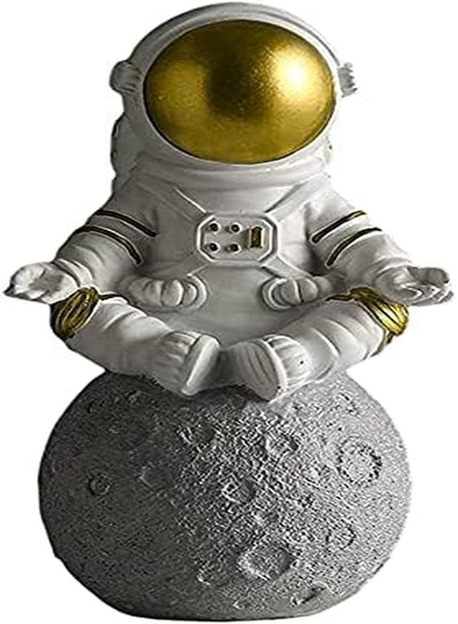Joylern Spaceman Statue Astronaut Figurine Resin Spaceman Model Ornament Astronaut Sculpture for Home Office Desktop Tabletop Decoration - Gold Meditate - Image 2