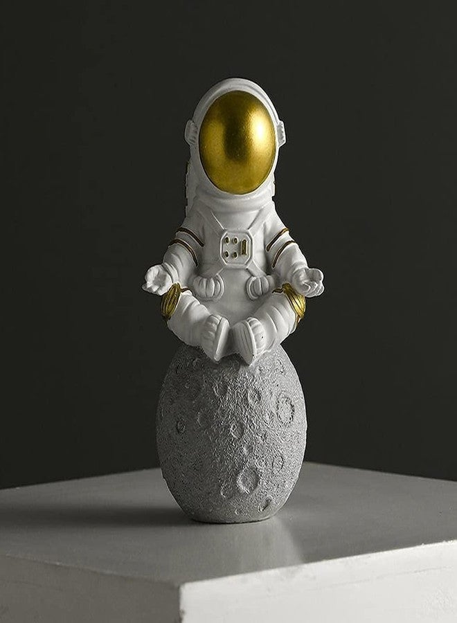 Joylern Spaceman Statue Astronaut Figurine Resin Spaceman Model Ornament Astronaut Sculpture for Home Office Desktop Tabletop Decoration - Gold Meditate - Image 3