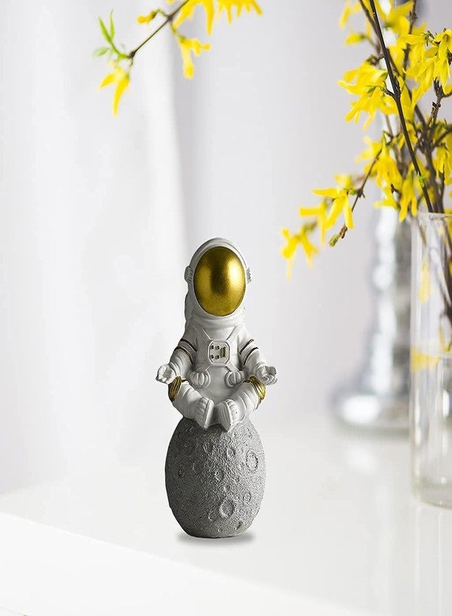 Joylern Spaceman Statue Astronaut Figurine Resin Spaceman Model Ornament Astronaut Sculpture for Home Office Desktop Tabletop Decoration - Gold Meditate - Image 4