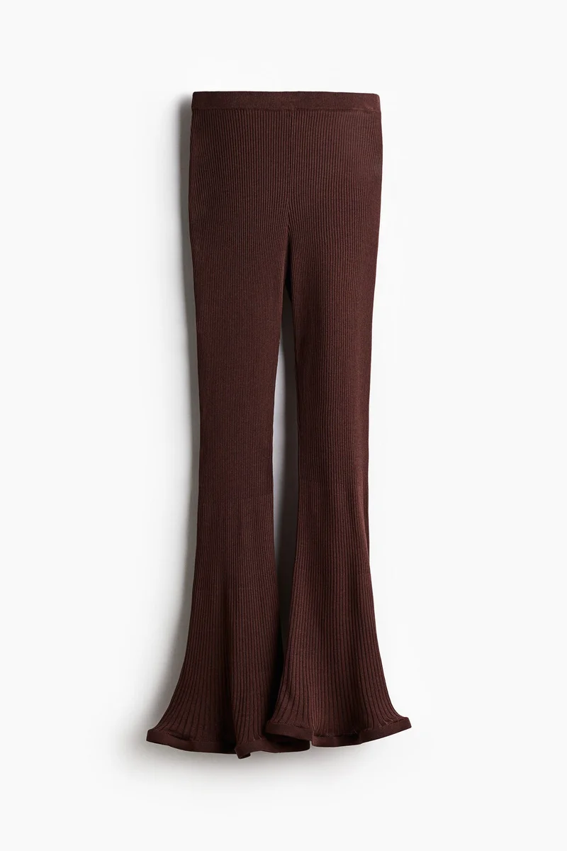 H&M Silk-blend rib-knit trousers