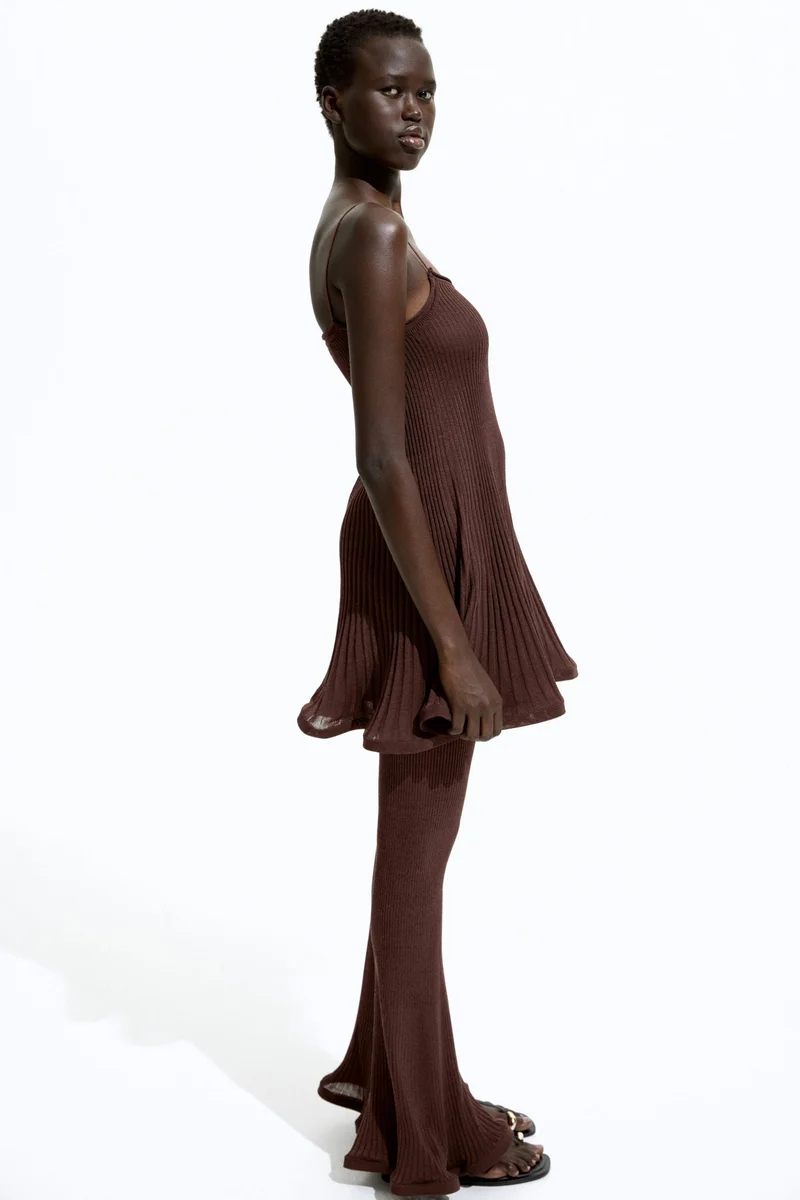 H&M Silk-blend rib-knit trousers