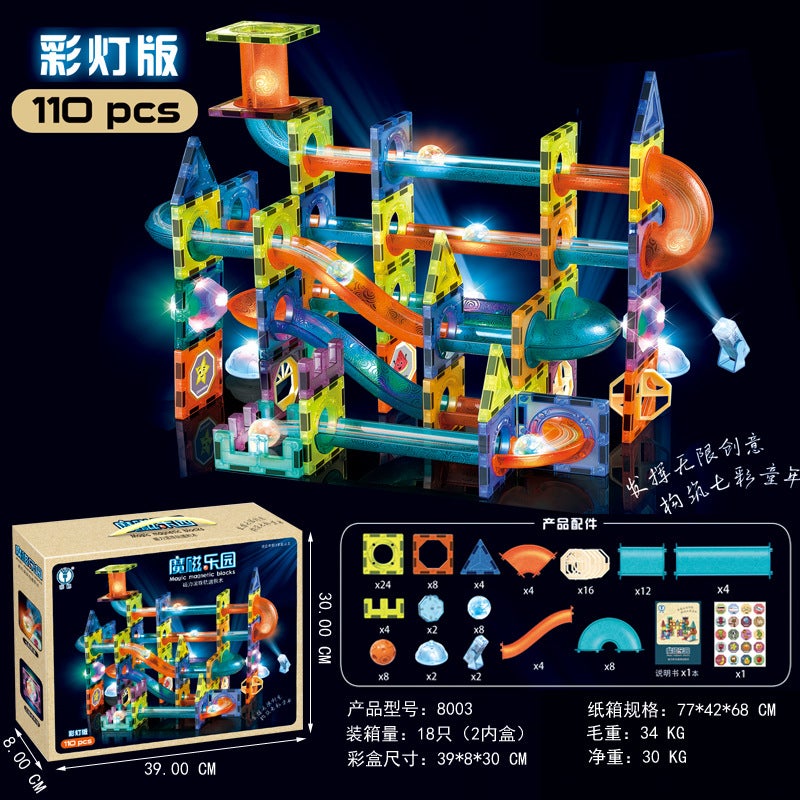 Q-Color Window Magnetic Tiles Children'S Educational Magnetic Assembly Pipe Building Blocks Versatile Construction Track Toy Gift - Image 1