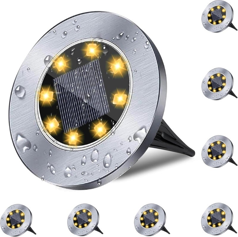 Rayolon Solar Ground Lights, Waterproof Solar Garden Lights, Upgraded Outdoor Garden Waterproof Bright in-Ground Lights, Landscape Lights for Pathway,Yard,Deck,Lawn,Patio,Walkway (8 Pack Warm Light) - Image 1