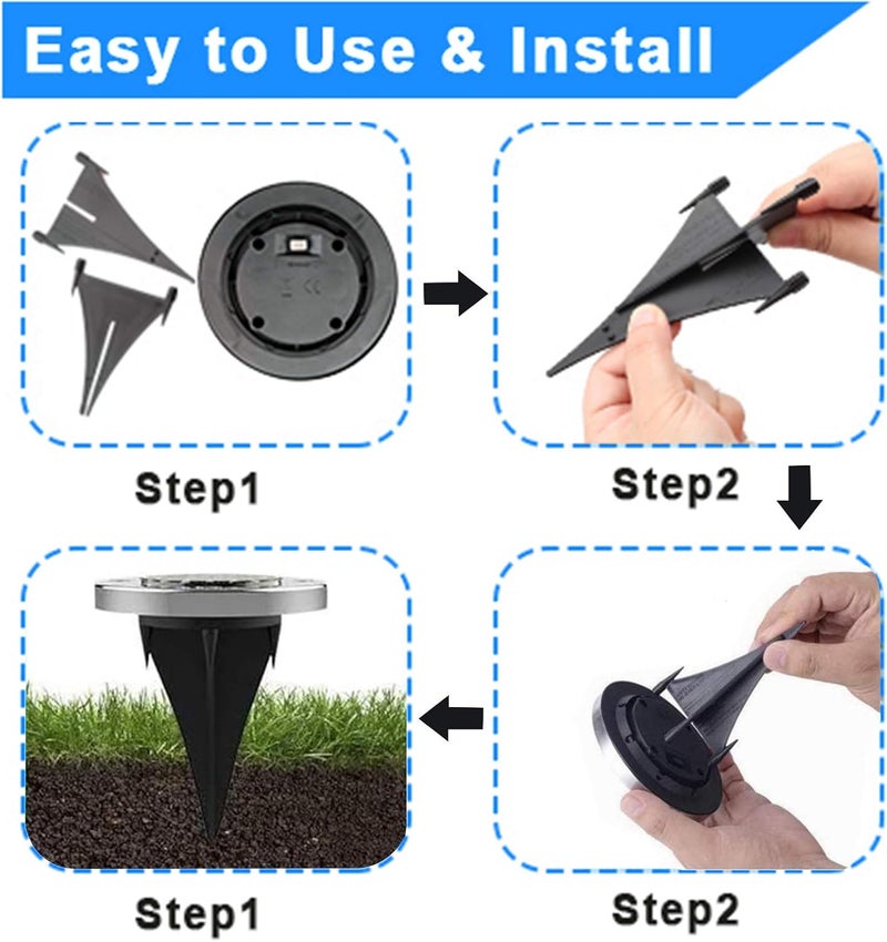 Rayolon Solar Ground Lights, Waterproof Solar Garden Lights, Upgraded Outdoor Garden Waterproof Bright in-Ground Lights, Landscape Lights for Pathway,Yard,Deck,Lawn,Patio,Walkway (8 Pack Warm Light) - Image 5