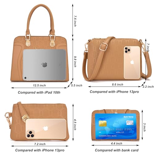 Soperwillton Women's Fashion Handbags Tote Bags Shoulder Bag Top Handle Satchel Purse Set 4pcs - Image 3