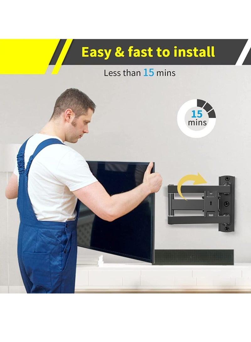 Tilt & Swivel TV Wall Mount - Heavy Duty Steel Bracket for 32-55" LED, LCD, Flat & Curved TVs, 70 lbs Capacity, VESA 400x400, RM-400 - Image 2