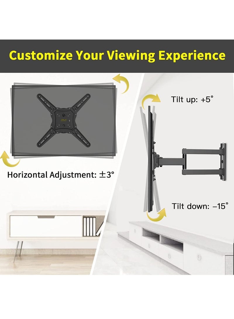 Tilt & Swivel TV Wall Mount - Heavy Duty Steel Bracket for 32-55" LED, LCD, Flat & Curved TVs, 70 lbs Capacity, VESA 400x400, RM-400 - Image 3