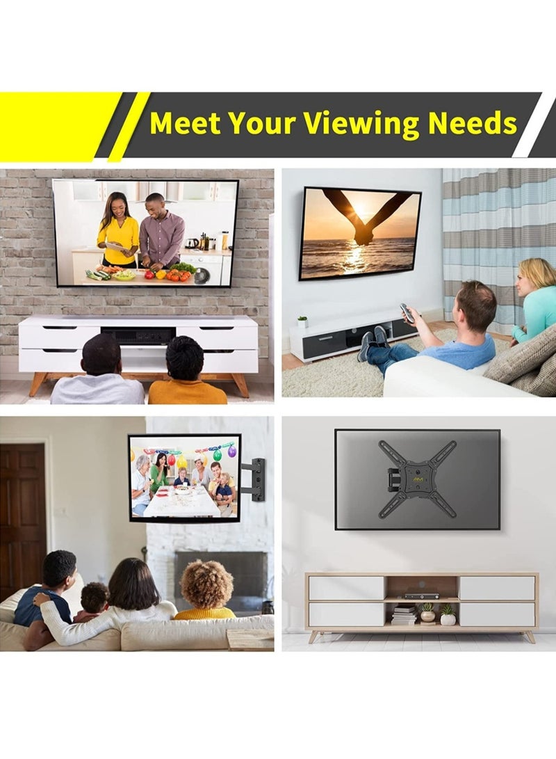 Tilt & Swivel TV Wall Mount - Heavy Duty Steel Bracket for 32-55" LED, LCD, Flat & Curved TVs, 70 lbs Capacity, VESA 400x400, RM-400 - Image 4