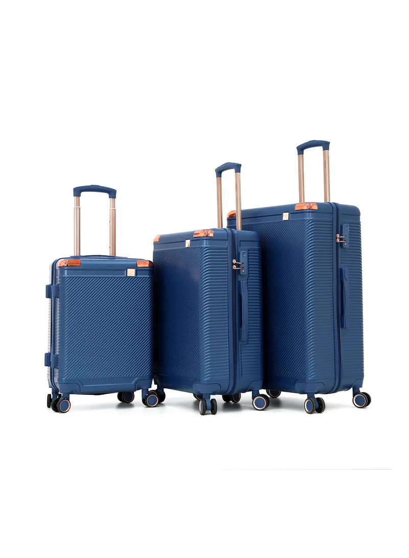 AMERICAN FLYER AMERICAN FLYER Luggage Set of 3 – Hardshell Trolley Bags with Secure Lock, Multi-Compartment Storage & Spinner Wheels,Blue(S-20",M-24",L-28")