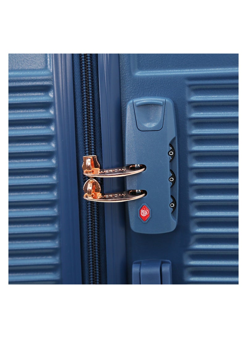 AMERICAN FLYER Luggage Set of 3 – Hardshell Trolley Bags with Secure Lock, Multi-Compartment Storage & Spinner Wheels,Blue(S-20",M-24",L-28") - Image 4