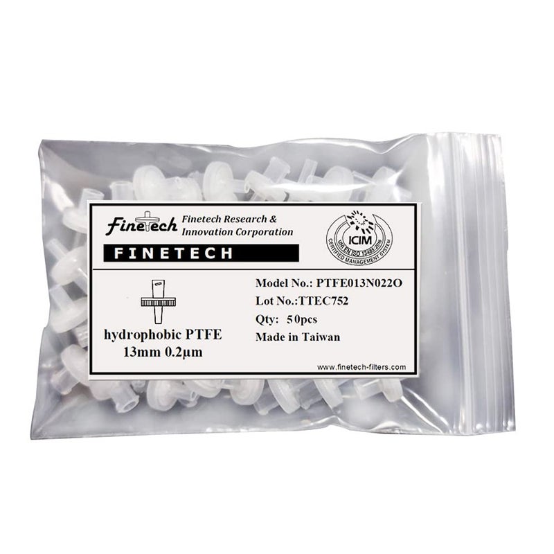 FINE-TECH Hydrophobic PTFE Syringe Filters 13mm Diameter 0.22μm Pore Size for Laboratory Filtration by (Pack of 50) Made in Taiwan (PTFE Hydrophobic 13mm 0.22um, 50) - Image 3