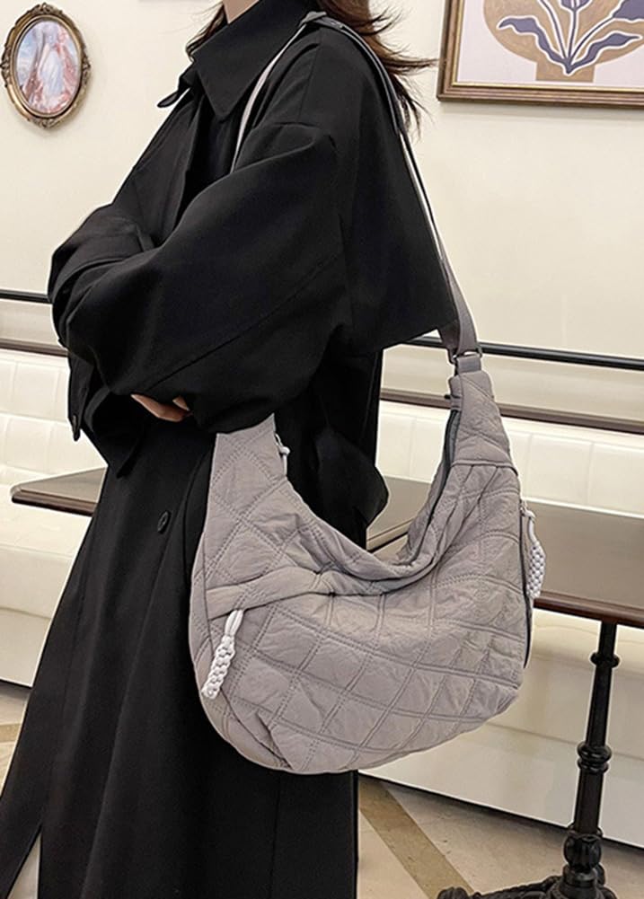 EMGILL 2026 Women's Crescent Puffer Tote Bag Lightweight Quilted Nylon Shoulder Bag Casual Crossbody Purse for Work Travel - Image 2