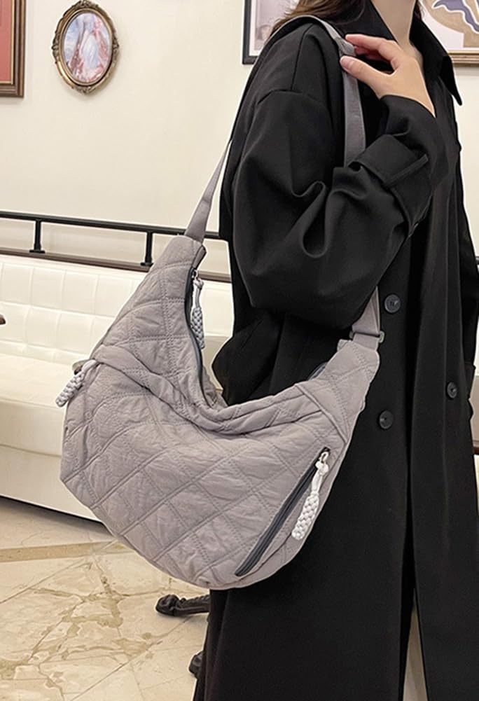 EMGILL 2026 Women's Crescent Puffer Tote Bag Lightweight Quilted Nylon Shoulder Bag Casual Crossbody Purse for Work Travel - Image 3