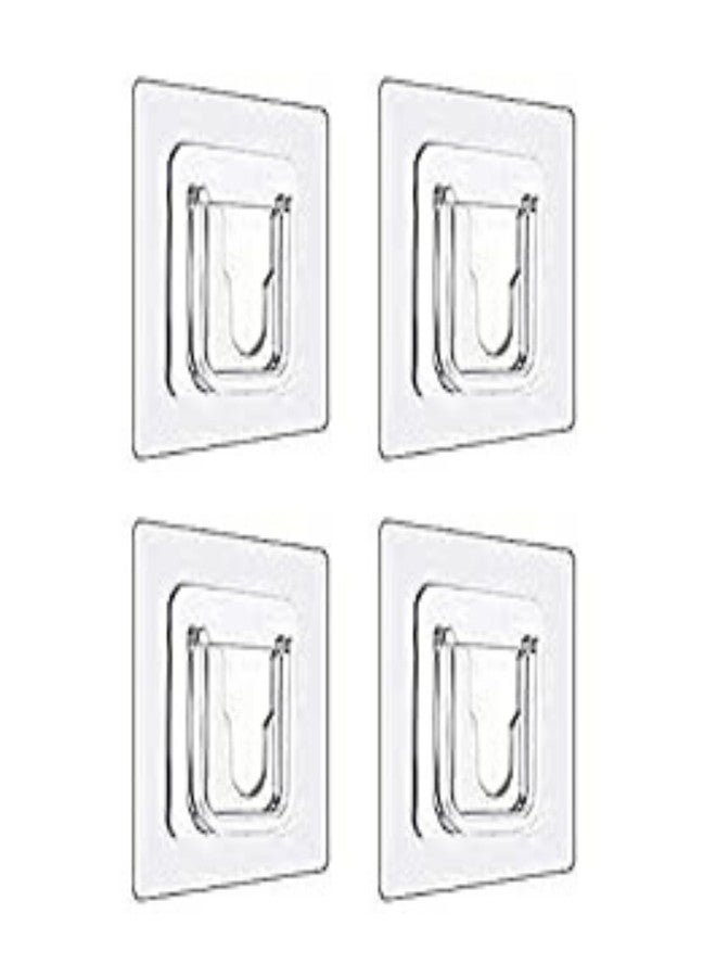 NEW WARE Self Adhesive Heavy Duty Wall Hooks | Transparent Sticky Hooks 10 kg Load | Waterproof Hanger for Kitchen & Bathroom | Pack of 4 - Image 1