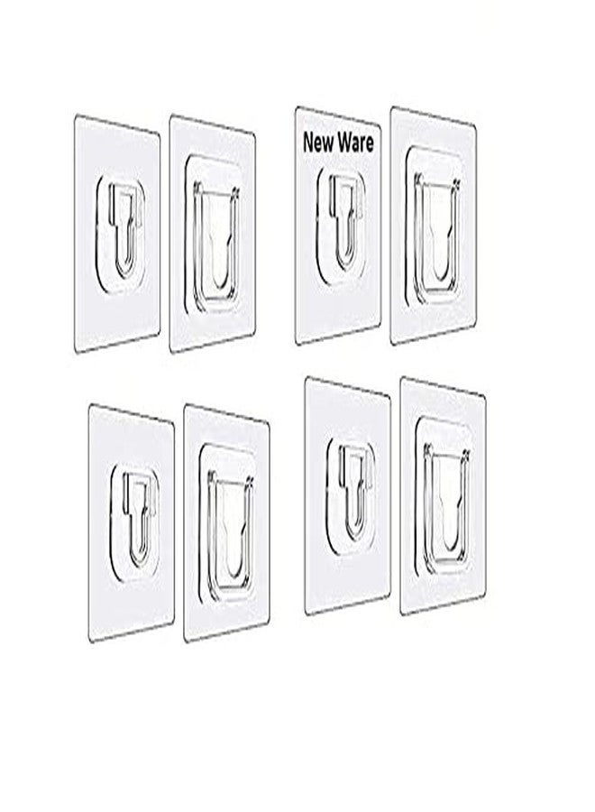 NEW WARE Self Adhesive Heavy Duty Wall Hooks | Transparent Sticky Hooks 10 kg Load | Waterproof Hanger for Kitchen & Bathroom | Pack of 4 - Image 3