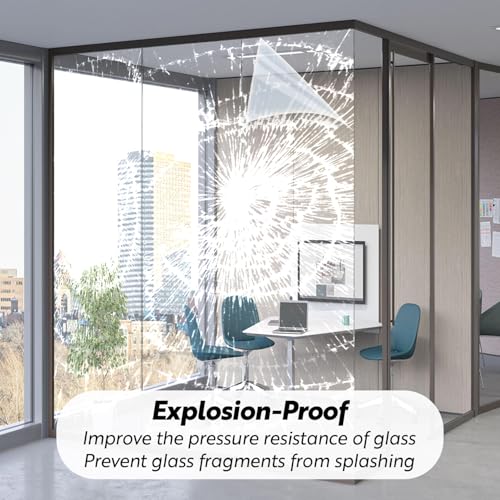 DUOFIRE Window Security Film Premium 4 Mil Tempered Glass Window Film for Enhanced Safety Adhesive Anti-Shatter for Supermarket, Display Cabinet, Home, Office Windows 11.8 x 78.7 in(Clear) - Image 5