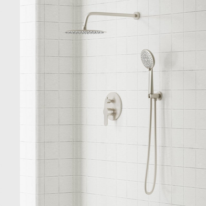 Gabrylly Shower System, Shower Faucet Set with Pressure Balance Shower Valve, 10" Rain Shower Heads with Handheld Spray, Wall Mounted Shower Fixtures, High Pressure Shower Head Set, Brushed Nickel - Image 2