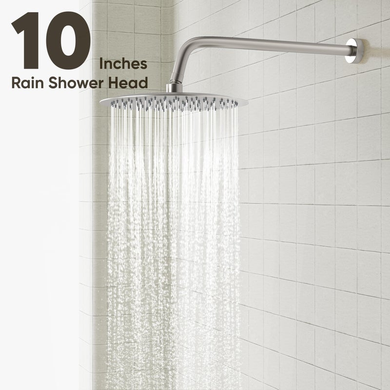 Gabrylly Shower System, Shower Faucet Set with Pressure Balance Shower Valve, 10" Rain Shower Heads with Handheld Spray, Wall Mounted Shower Fixtures, High Pressure Shower Head Set, Brushed Nickel - Image 3
