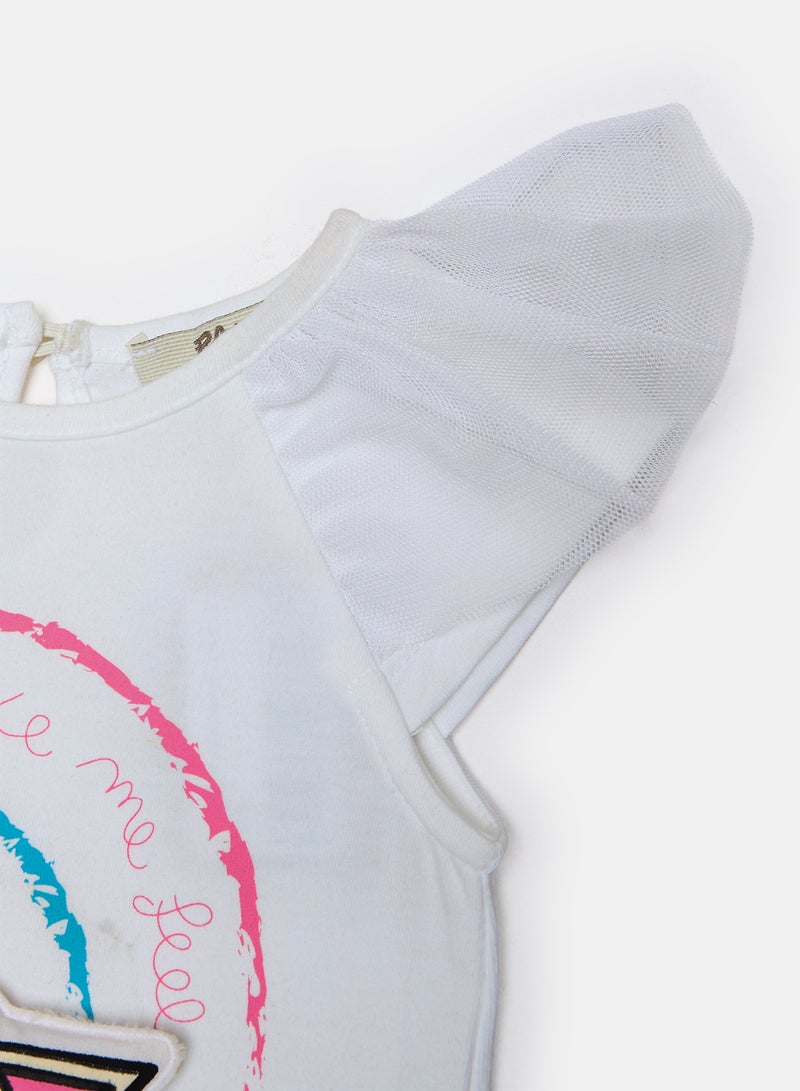 Panco Baby Girls FRIEND T-Shirt with Three-Dimensional Ornament Detail - Image 3