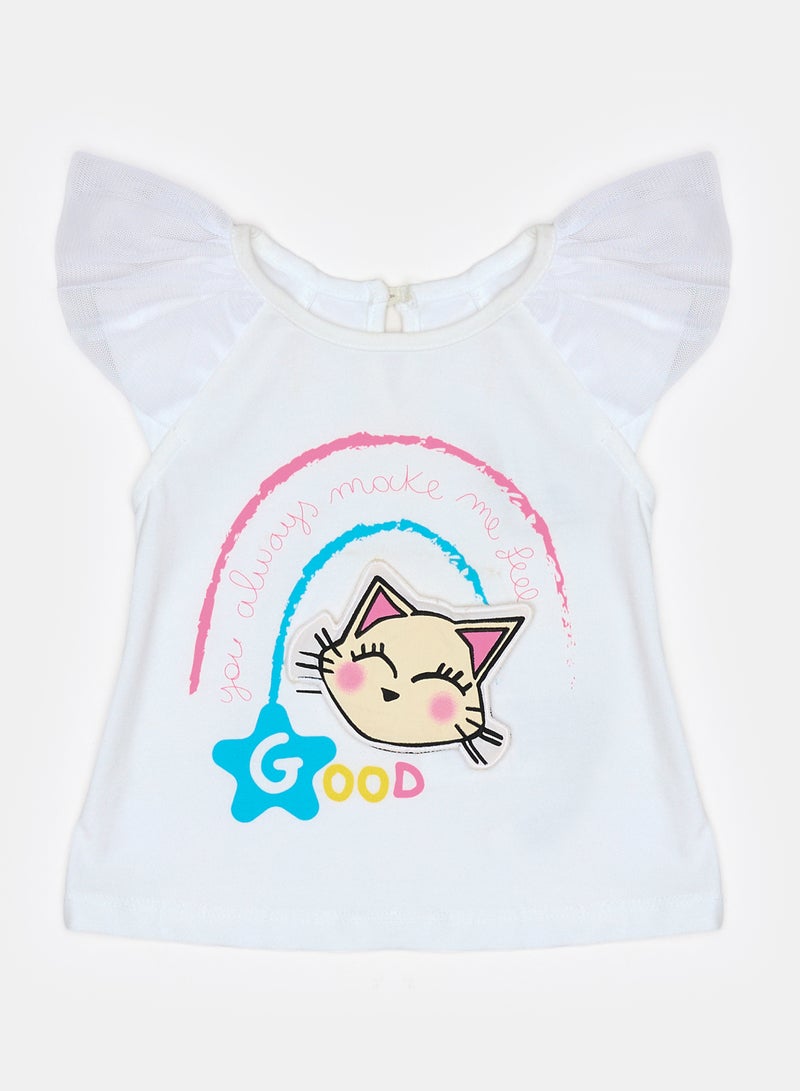 Panco Baby Girls FRIEND T-Shirt with Three-Dimensional Ornament Detail - Image 1