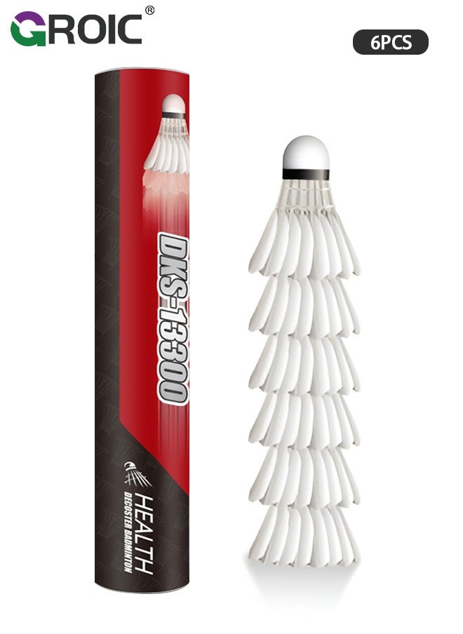 GROIC 6 Pack Badminton Ball Shuttlecock, Goose Feather Shuttlecock Stable & Durable Sports Training Badminton Balls for Indoor Outdoor Game, Excellent Technology Double Durability  - Image 1