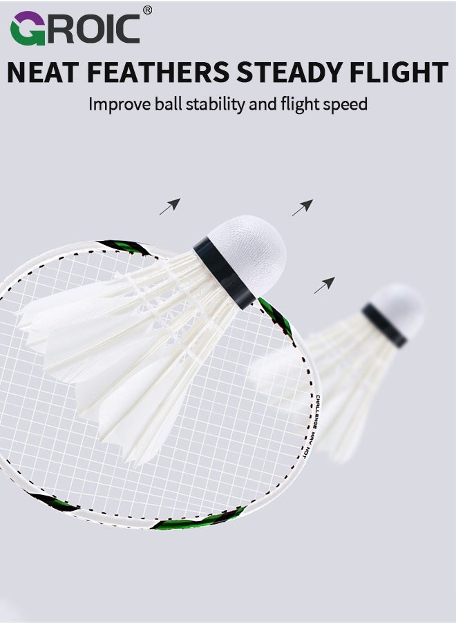 GROIC 6 Pack Badminton Ball Shuttlecock, Goose Feather Shuttlecock Stable & Durable Sports Training Badminton Balls for Indoor Outdoor Game, Excellent Technology Double Durability  - Image 3