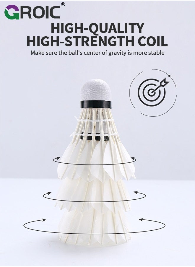 GROIC 6 Pack Badminton Ball Shuttlecock, Goose Feather Shuttlecock Stable & Durable Sports Training Badminton Balls for Indoor Outdoor Game, Excellent Technology Double Durability  - Image 4