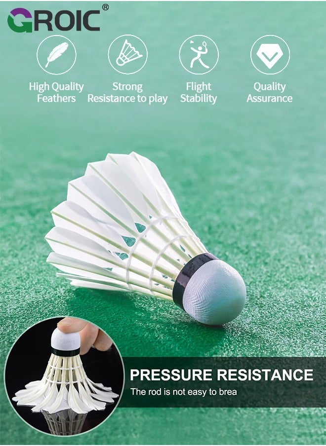 GROIC 6 Pack Badminton Ball Shuttlecock, Goose Feather Shuttlecock Stable & Durable Sports Training Badminton Balls for Indoor Outdoor Game, Excellent Technology Double Durability  - Image 2