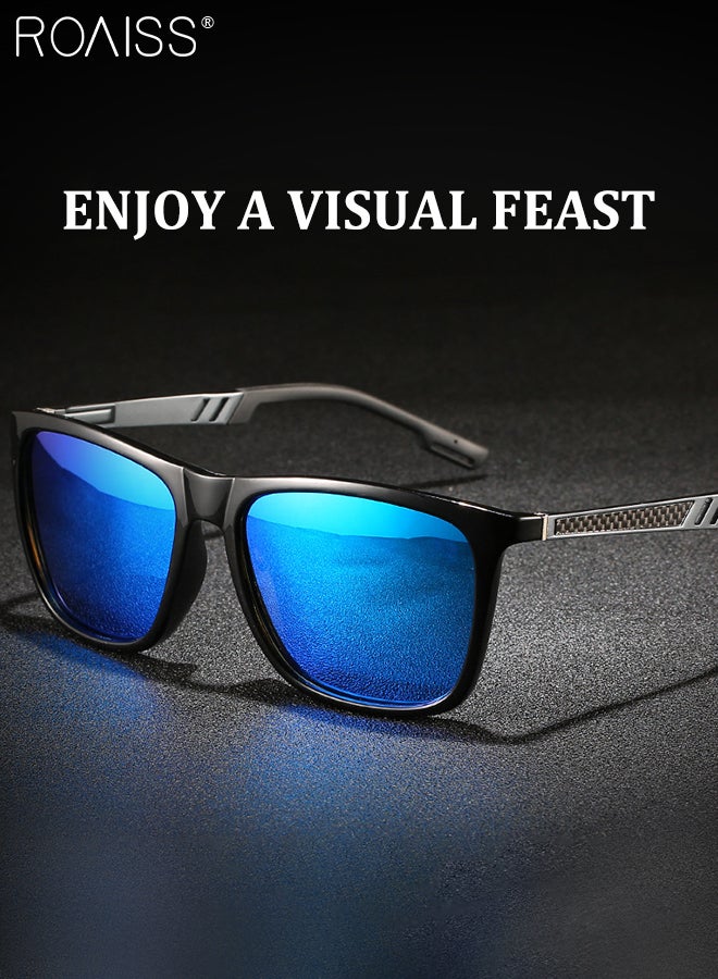 roaiss Polarized Square Sunglasses for Men Women, UV400 Protection Sun Glasses with Flexible Aluminum Temples, Fashion Anti-glare Sun Shades for Shopping Party Travel with Glasses Case, 58mm - Image 3