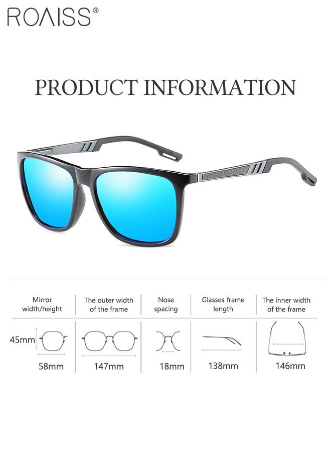 roaiss Polarized Square Sunglasses for Men Women, UV400 Protection Sun Glasses with Flexible Aluminum Temples, Fashion Anti-glare Sun Shades for Shopping Party Travel with Glasses Case, 58mm - Image 4