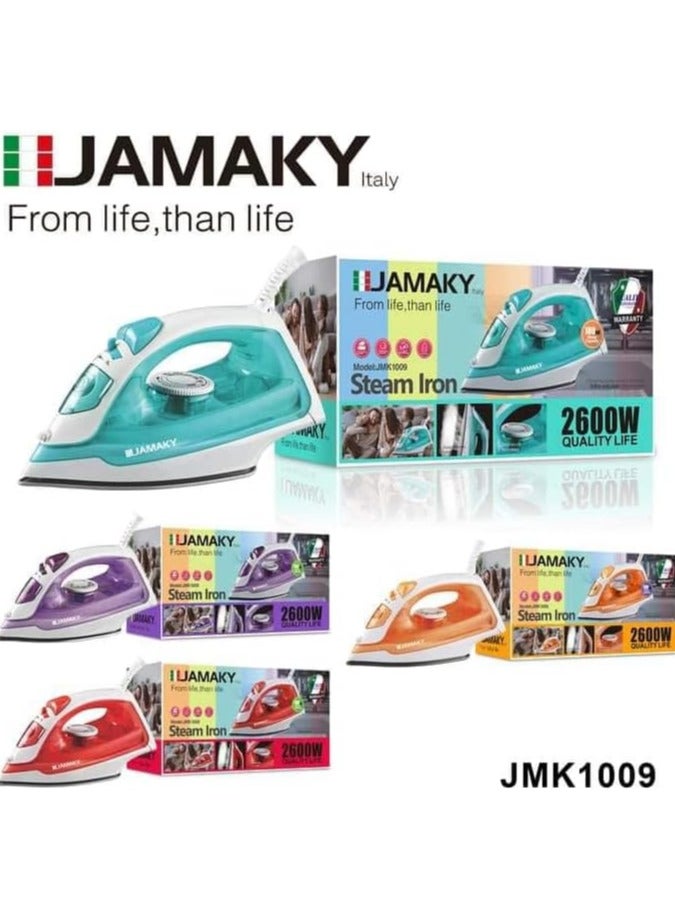جهاز كي بخار للملابس من جاماكى بقدرة 2600 وات قاعدة مطلية لمنع الالتصاق خفيفة الوزن هيتر قوى للكوى الملابس بسهوله -jmk1009 - Image 1