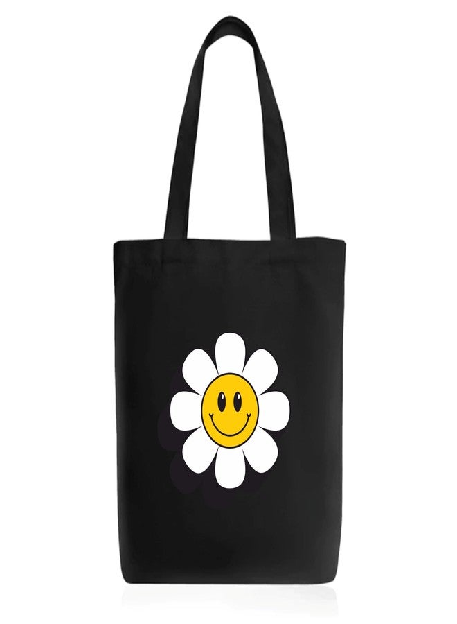 Roundsun Rounsdun Olive/Navy/Black Reusable Canvas Tote Bag | Durable | Eco-Friendly Shopping Bag | Stylish Large Capacity | Main Zipper Closure & Inner Pocket (Sunflower, Black) - Image 1