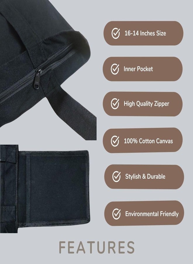 Roundsun Rounsdun Olive/Navy/Black Reusable Canvas Tote Bag | Durable | Eco-Friendly Shopping Bag | Stylish Large Capacity | Main Zipper Closure & Inner Pocket (Sunflower, Black) - Image 4
