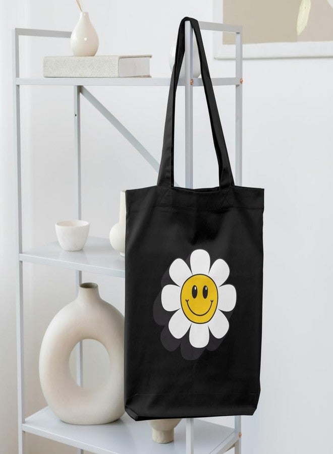 Roundsun Rounsdun Olive/Navy/Black Reusable Canvas Tote Bag | Durable | Eco-Friendly Shopping Bag | Stylish Large Capacity | Main Zipper Closure & Inner Pocket (Sunflower, Black) - Image 3