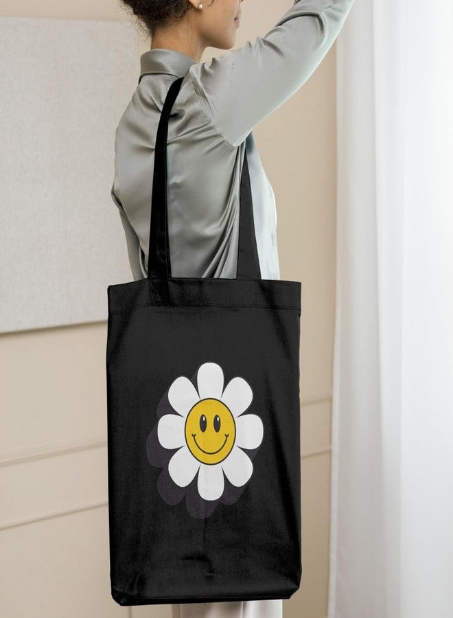 Roundsun Rounsdun Olive/Navy/Black Reusable Canvas Tote Bag | Durable | Eco-Friendly Shopping Bag | Stylish Large Capacity | Main Zipper Closure & Inner Pocket (Sunflower, Black) - Image 2