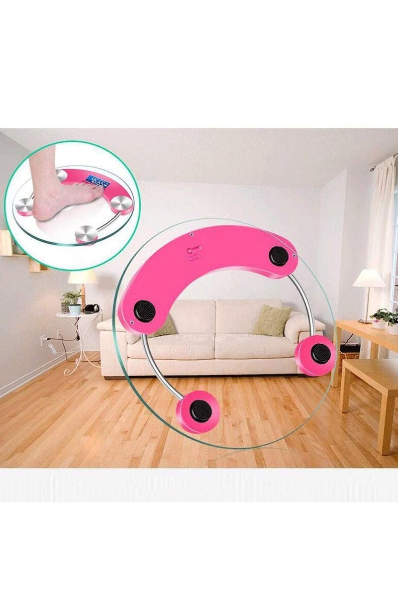 Digital Bathroom Scales LED Digital Body Scale High Accuracy Weight Scale for Body Weight Health Keep Bathroom Scale Round Transparent Scale(Pink) - Image 3