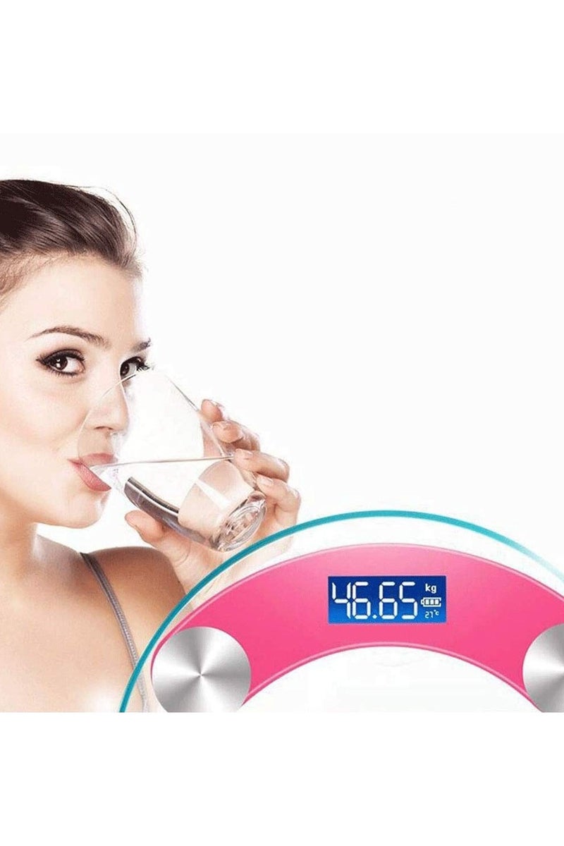 Digital Bathroom Scales LED Digital Body Scale High Accuracy Weight Scale for Body Weight Health Keep Bathroom Scale Round Transparent Scale(Pink) - Image 5